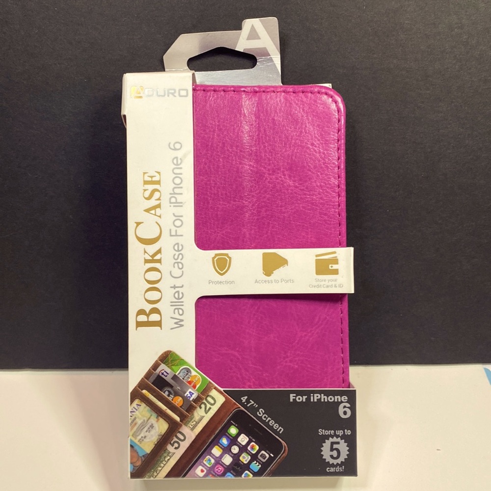 DURO IPHONE 6 BOOK CASE WALLET CASE PINK NEW